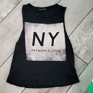 Rock & Roses classic black cut off t shirt size small#5A